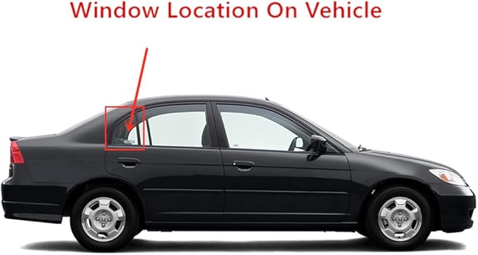 Passenger Right Side Rear Vent Window Vent Glass Compatible with Honda Civic 4 Door Sedan 2001-2005 Models