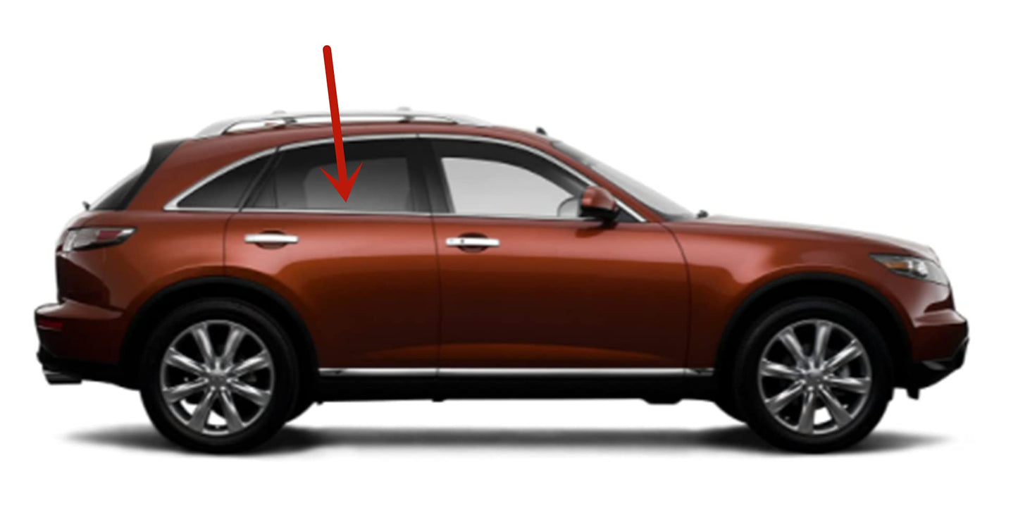 Passenger Right Side Rear Door Window Door Glass Compatible with Infiniti FX35 FX45 2003-2008 Models