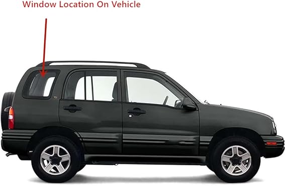 Passenger Right Side Rear Quarter Window Quarter Glass Compatible with Suzuki Vitara/Grand Vitara/Chevrolet Tracker 1999-2005 4 Door Models