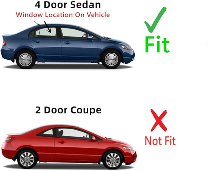 Passenger Right Side Rear Door Window Door Glass Compatible with Honda Civic 4 Door Sedan 2006-2011 Models