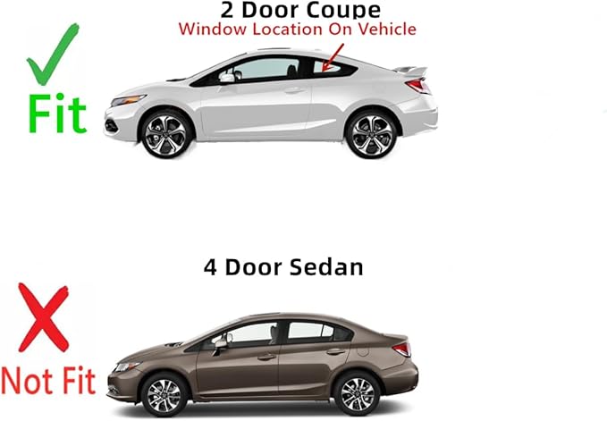 Driver Left Side Rear Quarter Window Quarter Glass W/ Gasket Compatible with Honda Civic 2 Door Coupe 2012-2015 Models