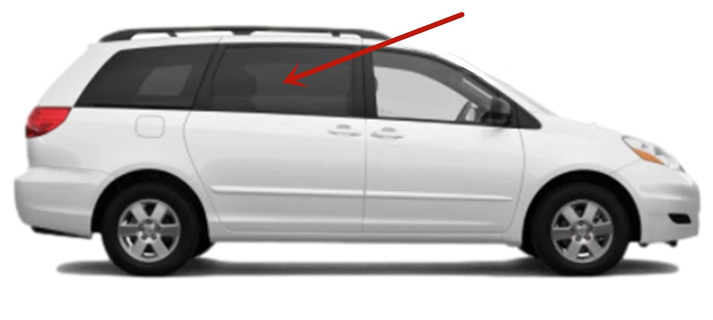 Passenger Right Side Rear Sliding Cargo Door Window Door Glass Compatible with Toyota Sienna 2004-2010 Models