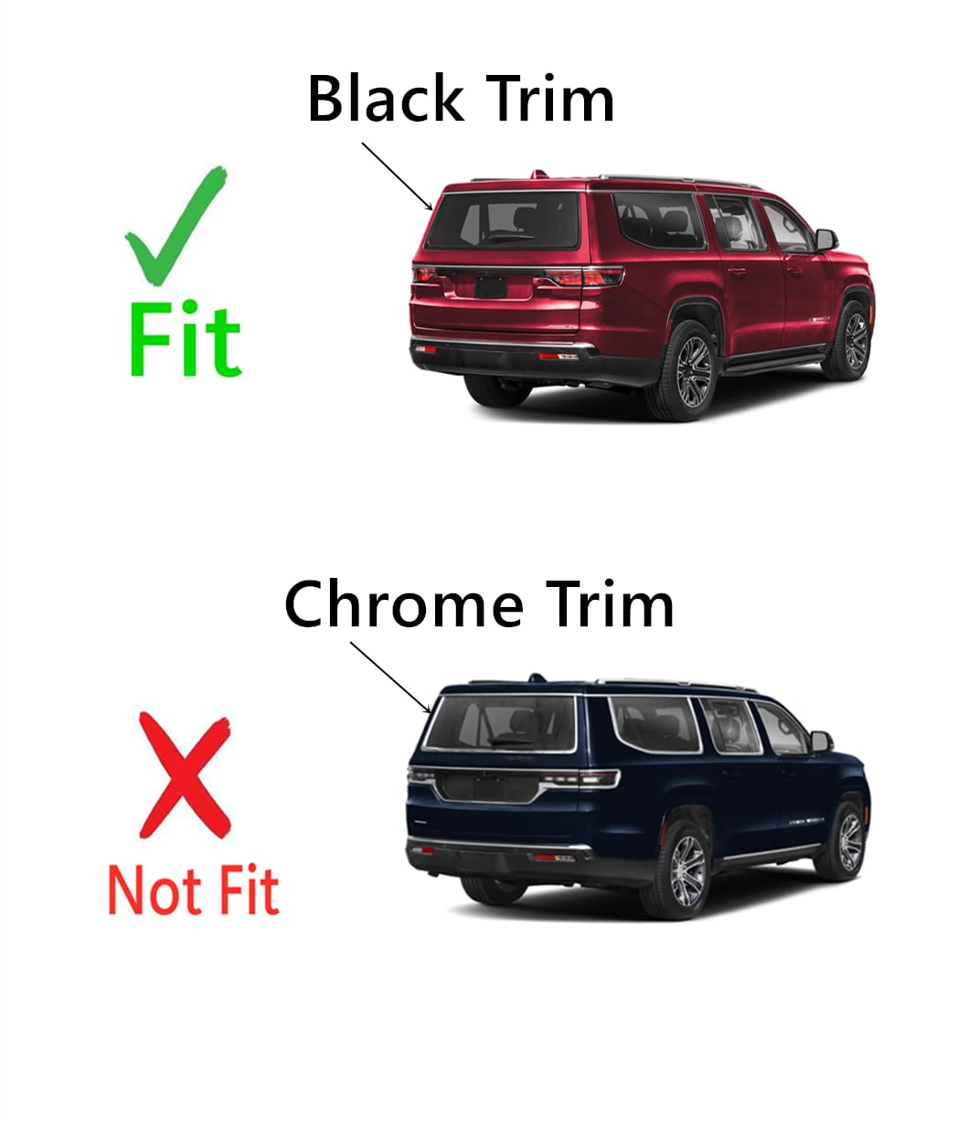 Black Trim Heated Rear Back Tailgate Liftgate Window Glass Compatible with Jeep Wagoneer / Wagoneer L / Grand Wagoneer / Grand Wagoneer L 2022-2025 Models