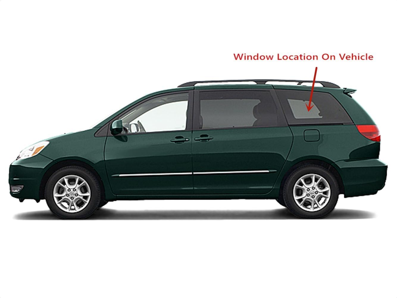 With Antenna-Style Movable Driver Left Side Quarter Window Quarter Glass Compatible with Toyota Sienna 2004-2010 Models