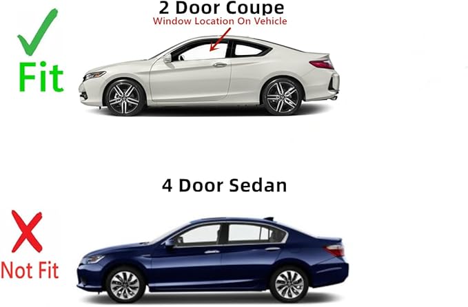 Driver Left Side Door Window Door Glass Compatible with Honda Accord 2 Door Coupe 2013-2017 Models