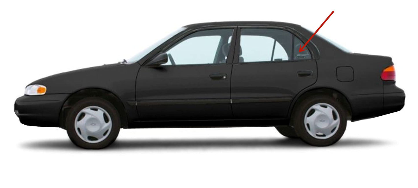 Driver Left Side Rear Vent Window Vent Glass Compatible with Geo Prizm 4 Door Sedan 1993-1997 Models