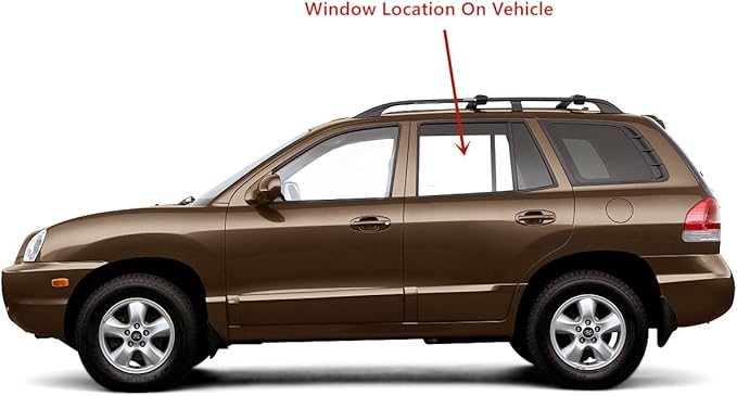 Passenger Right Side Rear Door Window Door Glass Compatible with Hyundai Santa Fe 2001-2006 Models