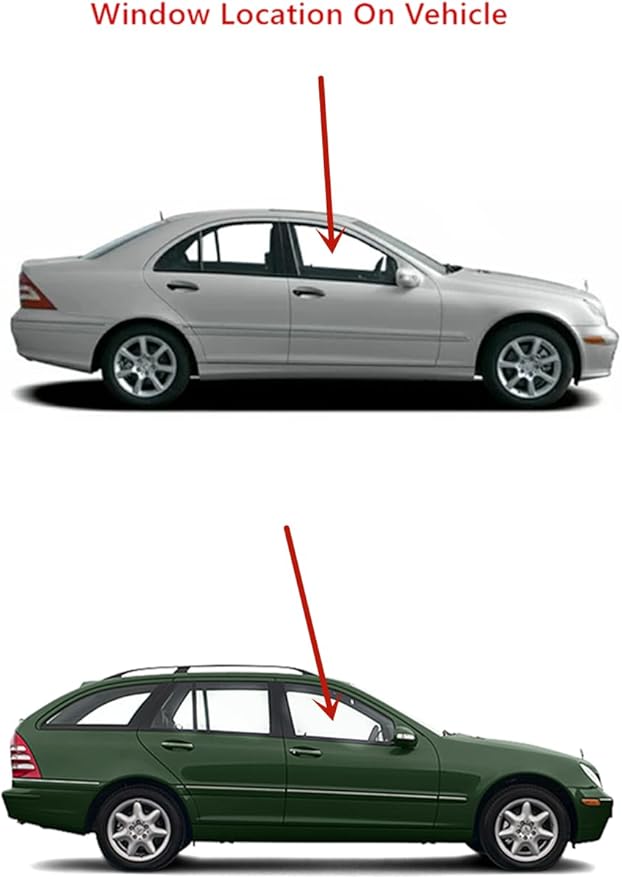 Passenger Right Side Front Door Window Door Glass Compatible with Mercedes Benz C230 / C240 / C32 AMG / C320 / C55 AMG 4 Door Sedan/Wagon 2001-2005 Models