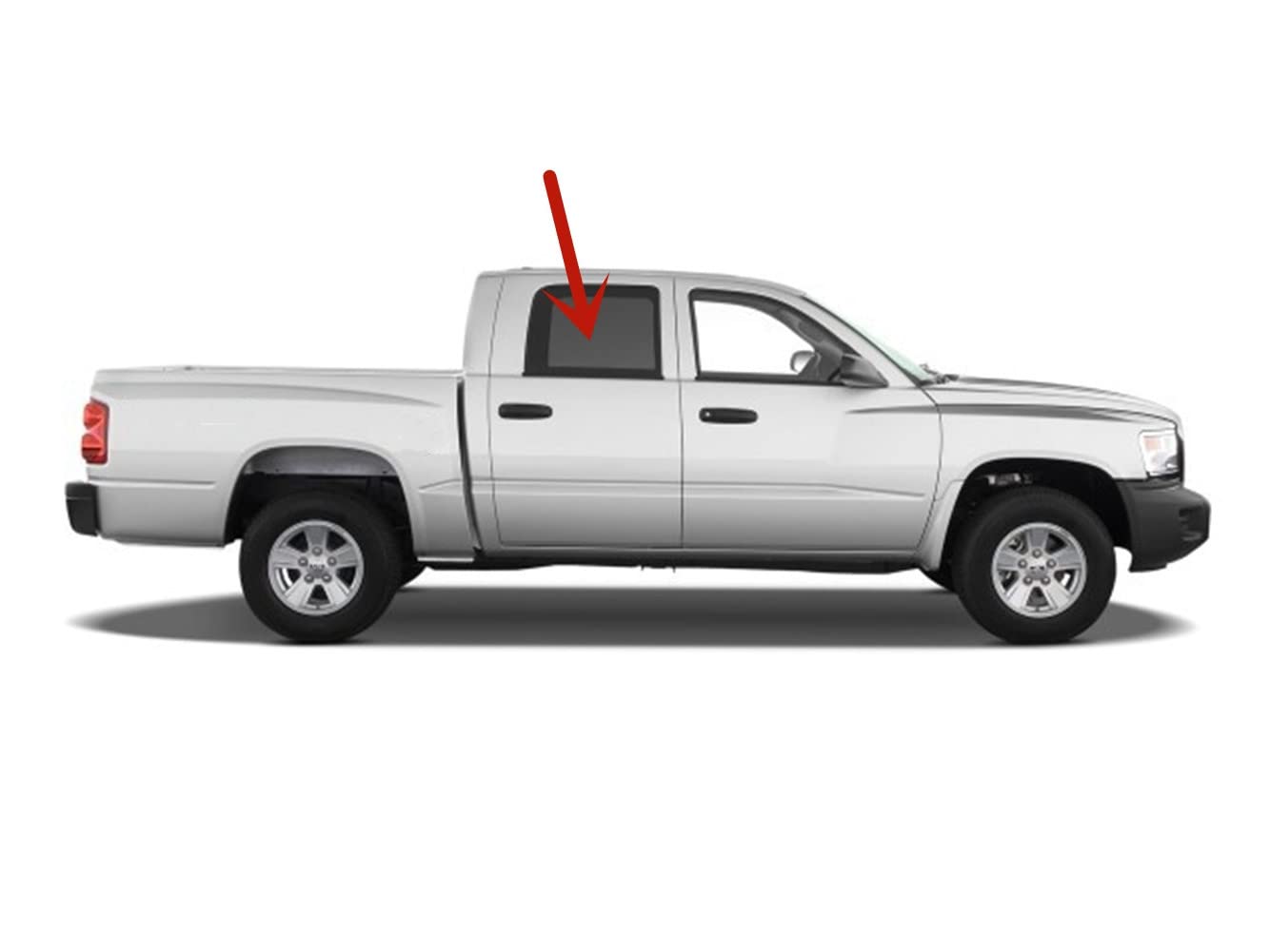 Passenger Right Side Rear Door Window Door Glass Compatible with Dodge Dakota/Ram Dakota/Mitsubishi Raider 2005-2011 4 Door Crew Cab Pickup Models