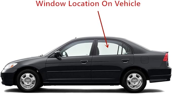 Driver Left Side Rear Door Window Door Glass Compatible with Honda Civic 4 Door Sedan 2001-2005 Models