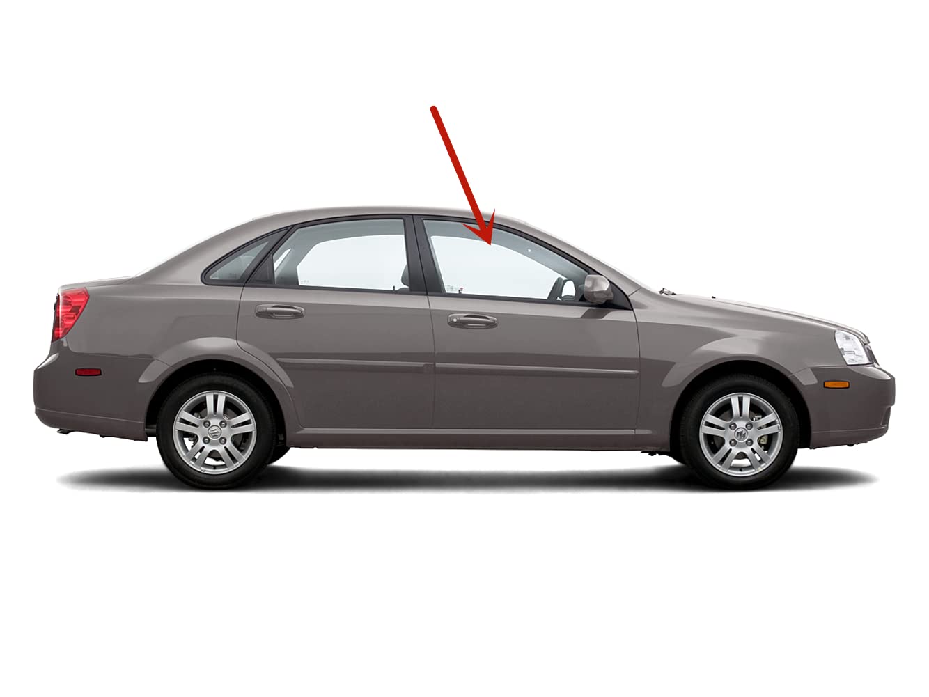 Tempered Passenger Right Side Front Door Window Door Glass Compatible with Suzuki Forenza 4 Door Sedan 2004-2010 Models