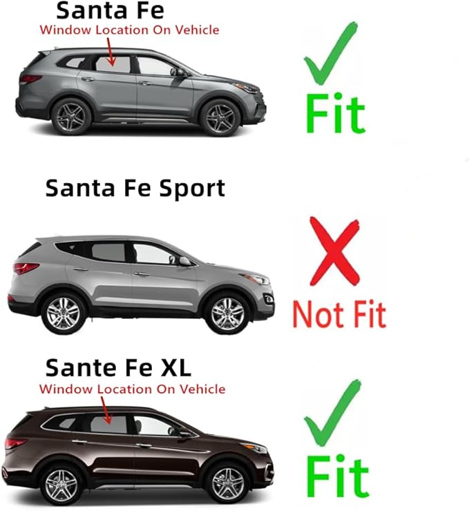 Passenger Right Side Rear Door Window Door Glass Compatible with Hyundai Santa Fe 2013-2018 Models / Santa Fe XL 2019 Models