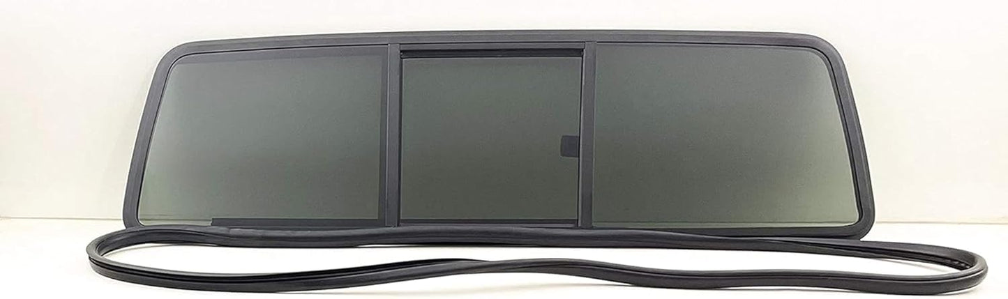 Rear Sliding Window Glass 3 Panel Manual Back Slider (Gasket Included) Compatible with Ford Ranger Pickup / Mazda B2300 B3000 B4000 1983-1997 2-Door Standard Cab Models