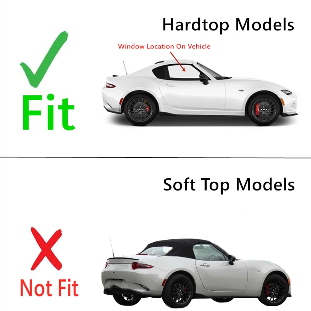 Tempered Passenger Right Side Door Window Door Glass Compatible with Mazda MX-5 Miata Hardtop 2016-2024 Models