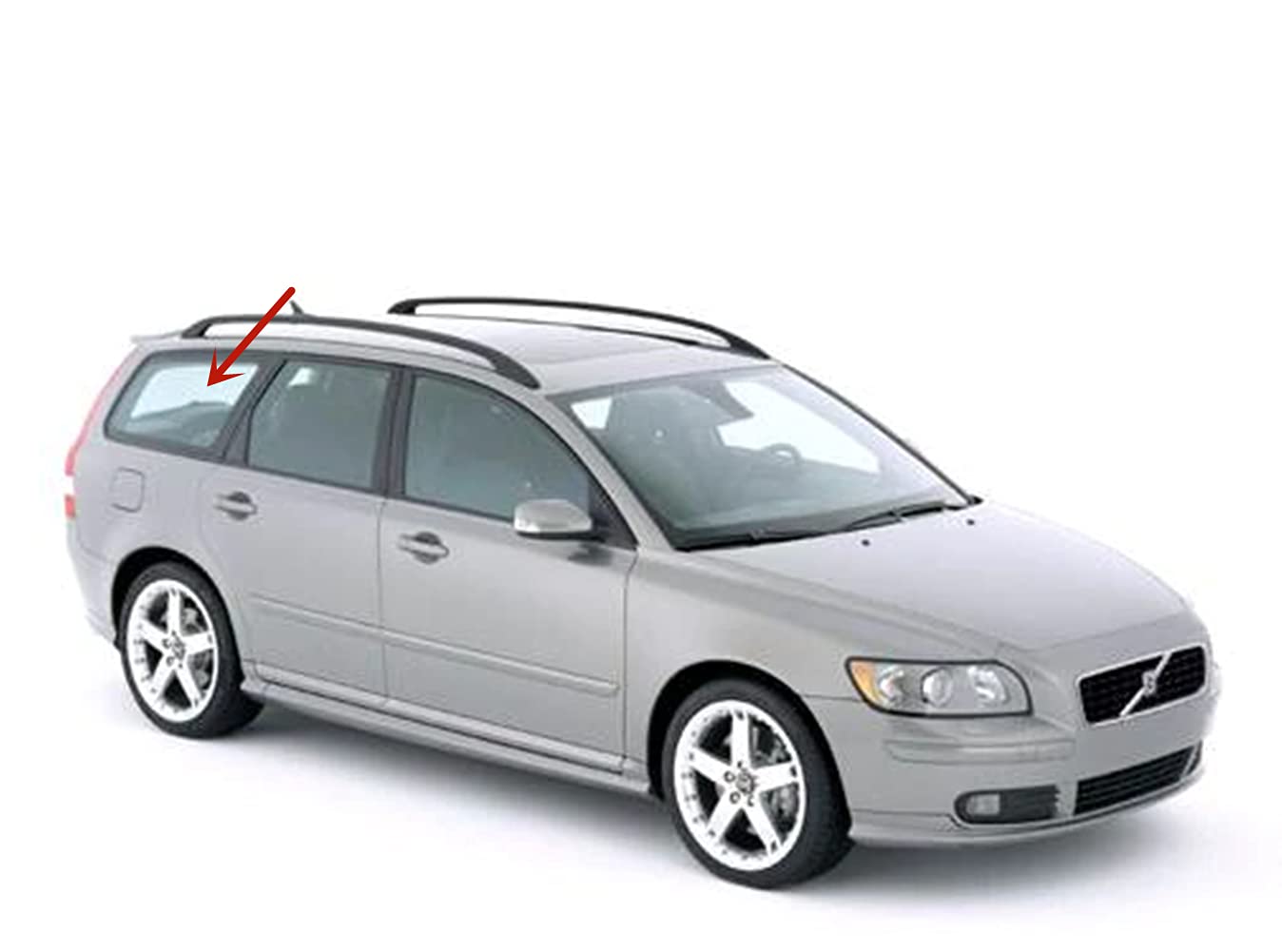 OEM Passenger Right Side Rear Quarter Window Quarter Glass W/Antenna Style Compatible with Volvo V50 2005-2011 Models