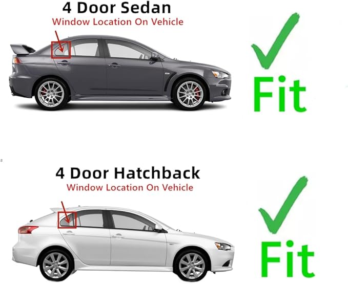 Passenger Right Side Rear Vent Window Vent Glass Compatible with Mitsubishi Lancer 2008-2018 Models