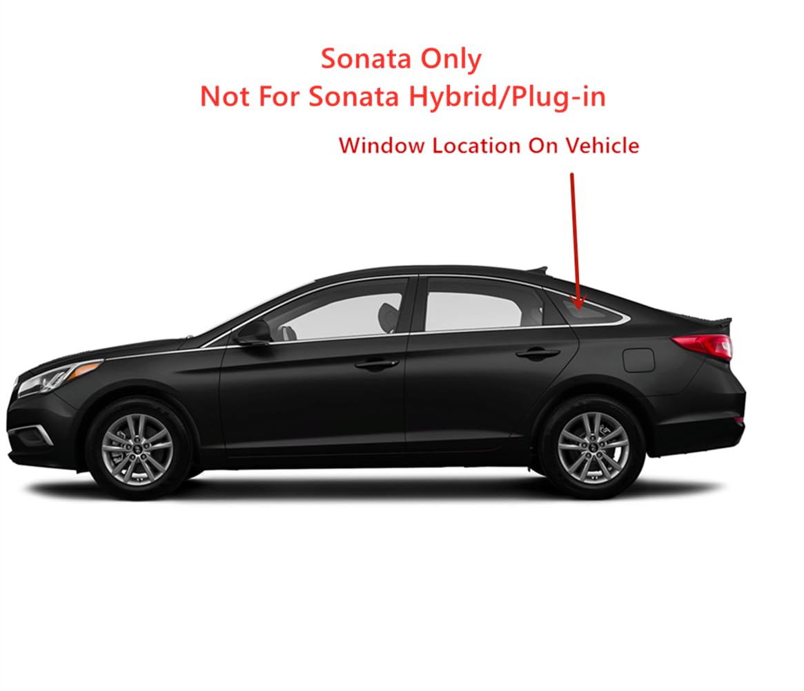 Tempered Driver Left Side Quarter Window Quarter Glass Compatible with Hyundai Sonata 2015-2017 Models (Not For Sonata Hybrid/Sonata Plug-in)