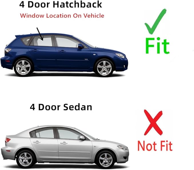 Passenger Right Side Rear Door Window Door Glass Compatible with Mazda 3 2004-2009 4 Door Hatchback Models