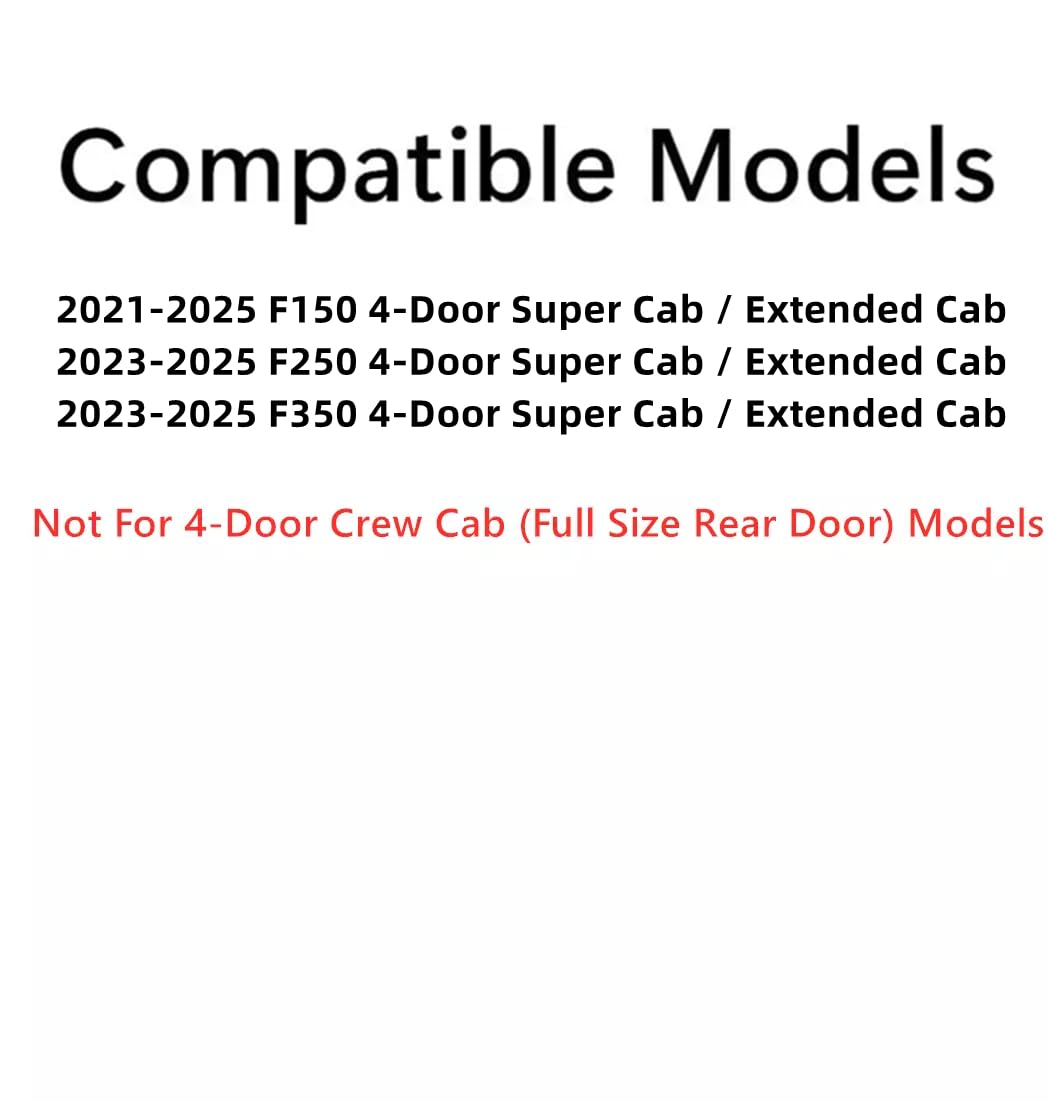Tempered Passenger Right Side Rear Door Window Door Glass Compatible with Ford F150 2021-2025 F250 F350 2023-2025 4-Door Extended/Super Cab Models