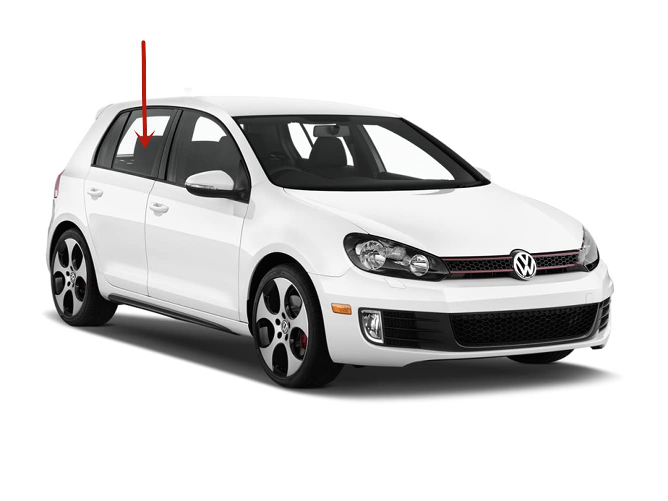 Passenger Right Side Rear Door Window Door Glass Compatible with Volkswagen Golf / GTI 4 Door Hatchback 2010-2014 Models
