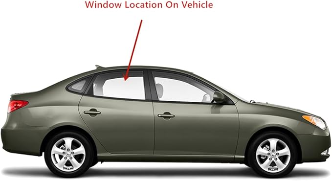 Passenger Right Side Rear Door Window Door Glass Compatible with Hyundai Elantra 4 Door Sedan 2007-2010 Models
