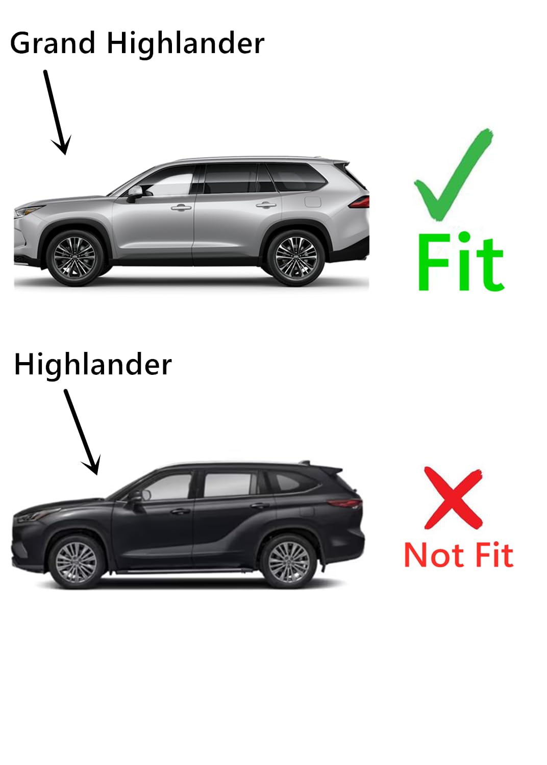 Chrome Style Driver Left Side Quarter Window Quarter Glass Compatible with Toyota Grand Highlander 2024-2025 Models