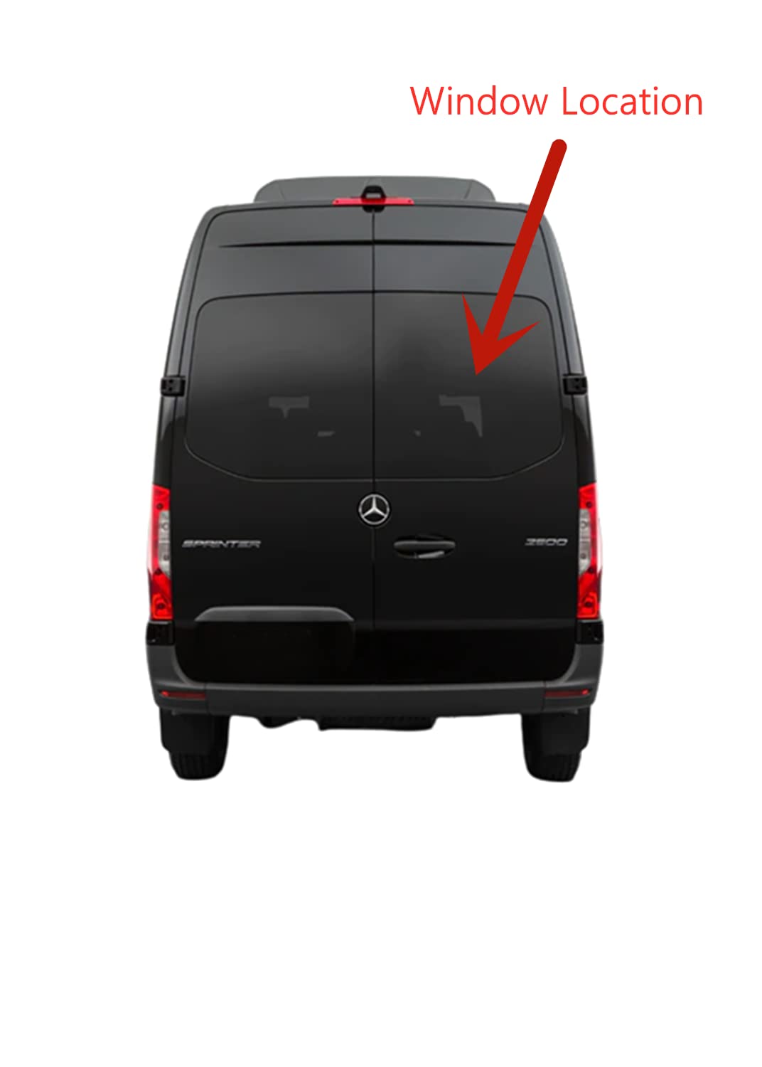 Heated Back Window Back Glass Passenger Right Side No Wiper Hole Style Compatible with Mercedes Benz Sprinter 1500 2500 3500 4500 2019-2024 Models