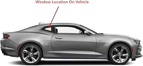 Tempered Passenger Right Side Quarter Window Quarter Glass Compatible with Chevrolet Camaro 2 Door Coupe 2016-2024 Models (Not For Convertible Models)