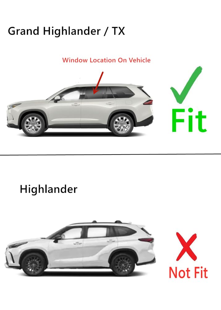Tempered Privacy Driver Left Side Rear Door Window Door Glass Compatible with Toyota Grand Highlander / Lexus TX350 TX500h TX550h+ 2024-2025 Models