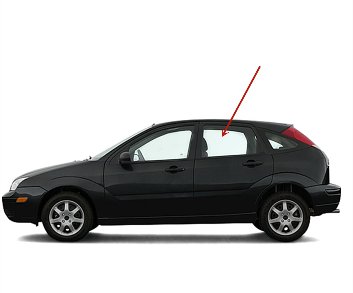 Driver Left Side Rear Door Window Door Glass Compatible with Ford Focus 4 Door Sedan/Hatchback 2000-2007 Models