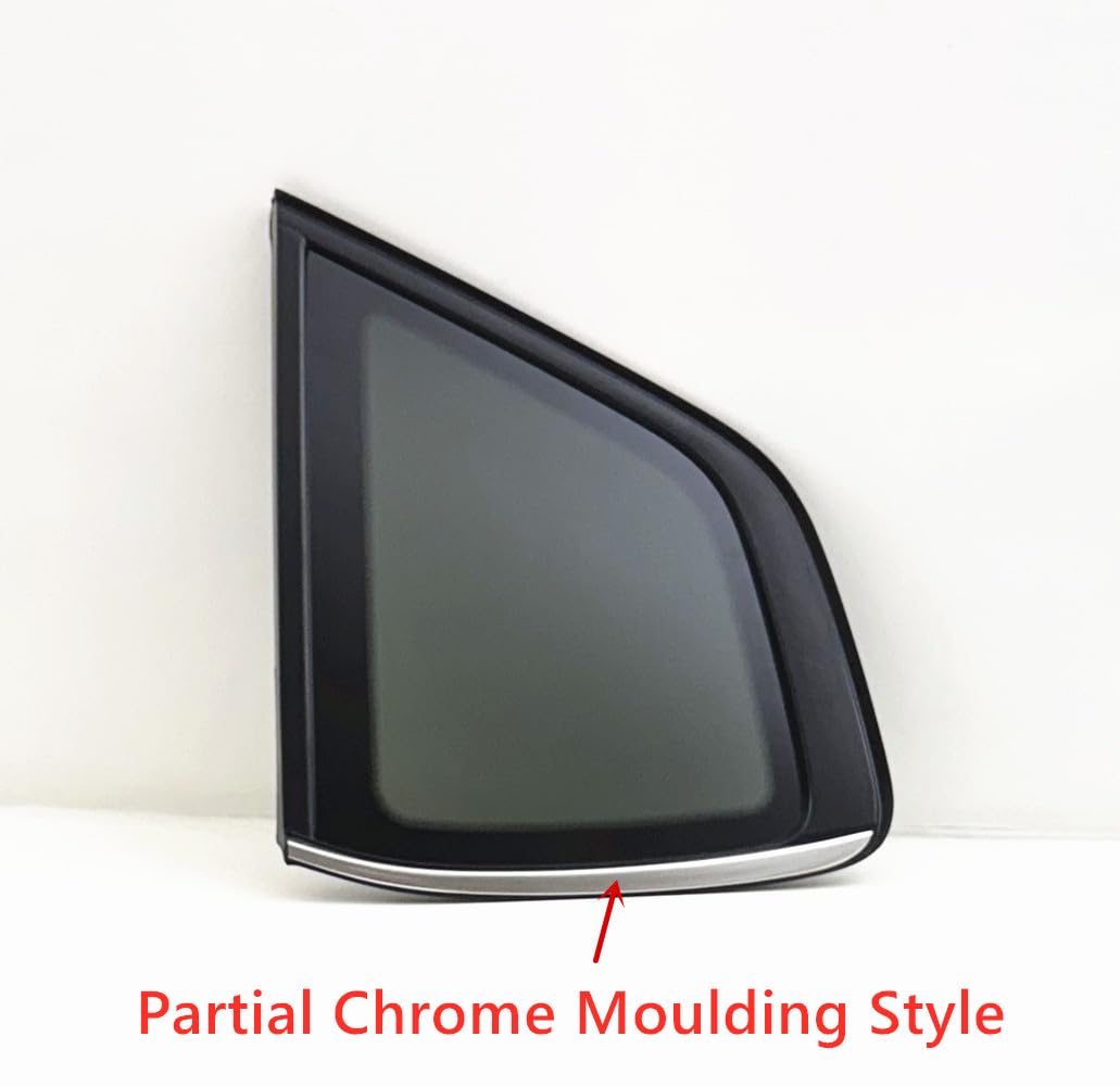 Tempered Partial Chrome Moulding Sytle Driver Left Side Quater Window Quarter Glass Compatible with Volkswagen Taos 2022 Models