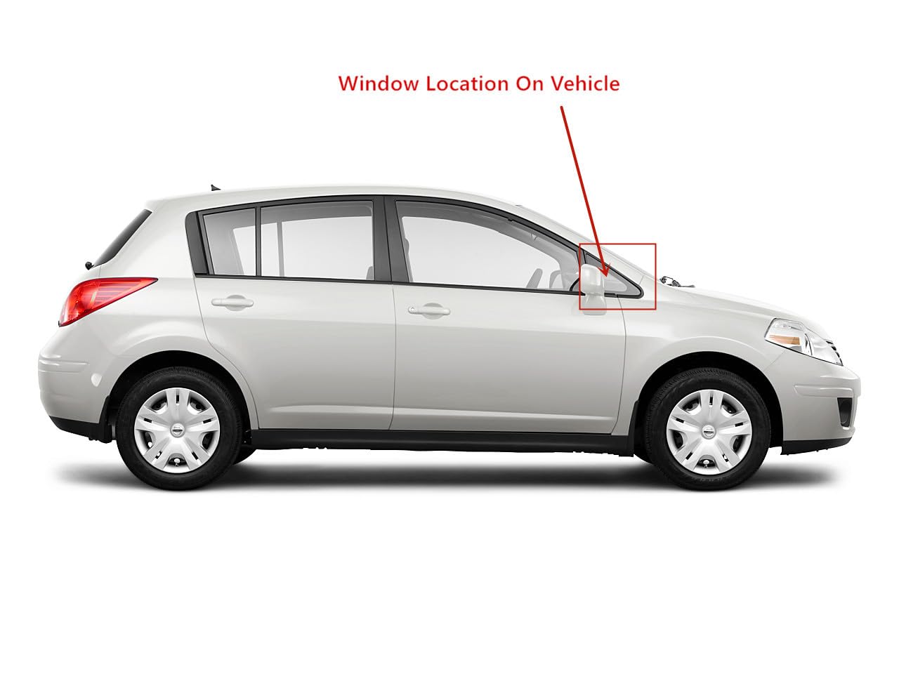 Black Moulding Style Tempered Passenger Right Side Front Vent Window Vent Glass Compatible with Nissan Versa 4-Door Hatchback 2007-2013 Models