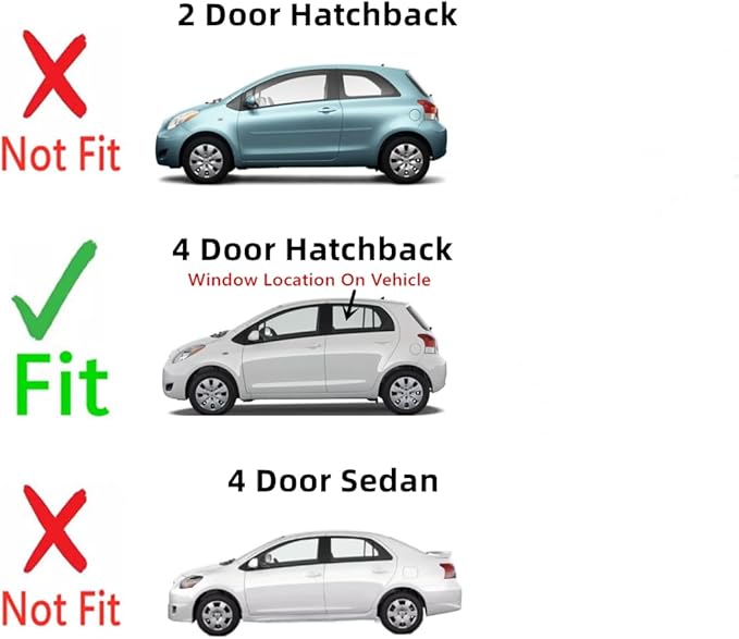 Driver Left Side Rear Door Window Door Glass Compatible with Toyota Yaris 4 Door Hatchback 2006-2011 Models