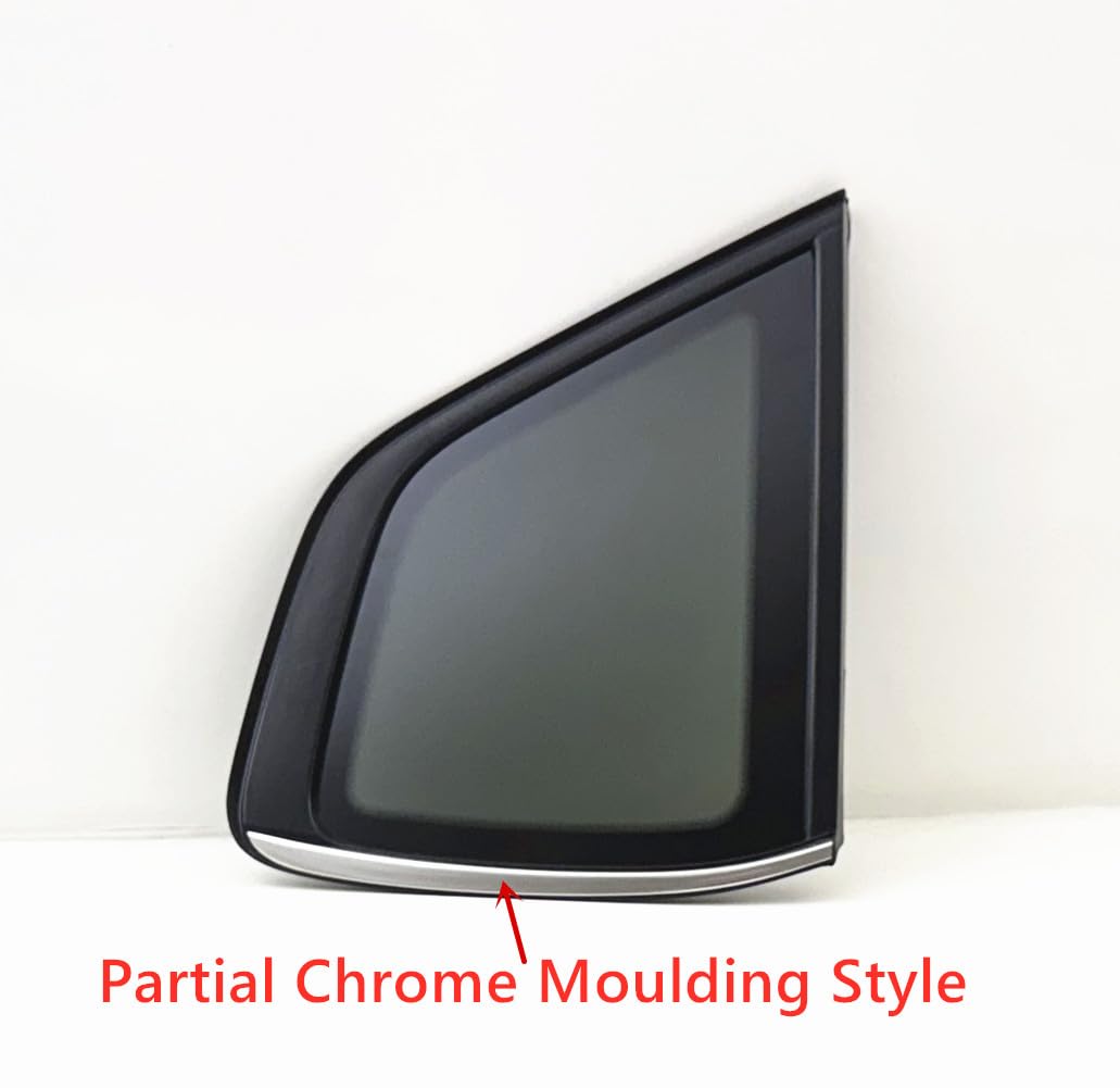 Tempered Partial Chrome Moulding Sytle Passenger Right Side Quater Window Quarter Glass Compatible with Volkswagen Taos 2022 Models