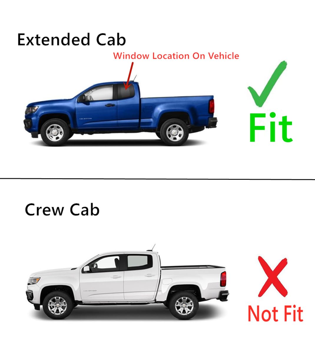 Black Molding Style Driver Left Side Quarter Window Quarter Glass Compatible with Chevrolet Colorado GMC Canyon 2015-2023 Extended Cab Models