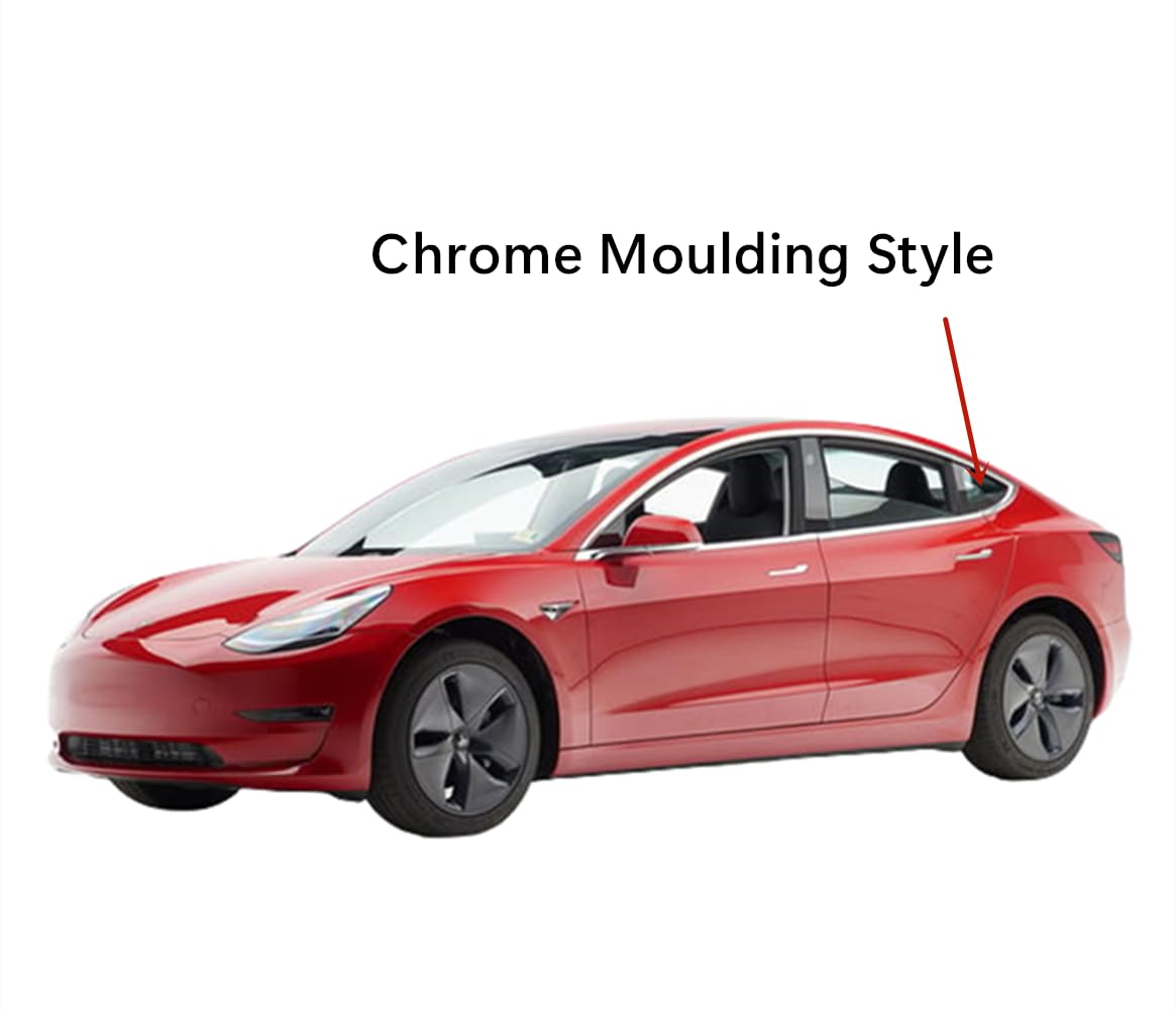 Chrome Moulding Style Driver Left Side Rear Quarter Window Quarter Glass Compatible with Tesla Model 3 2017-2023 Models