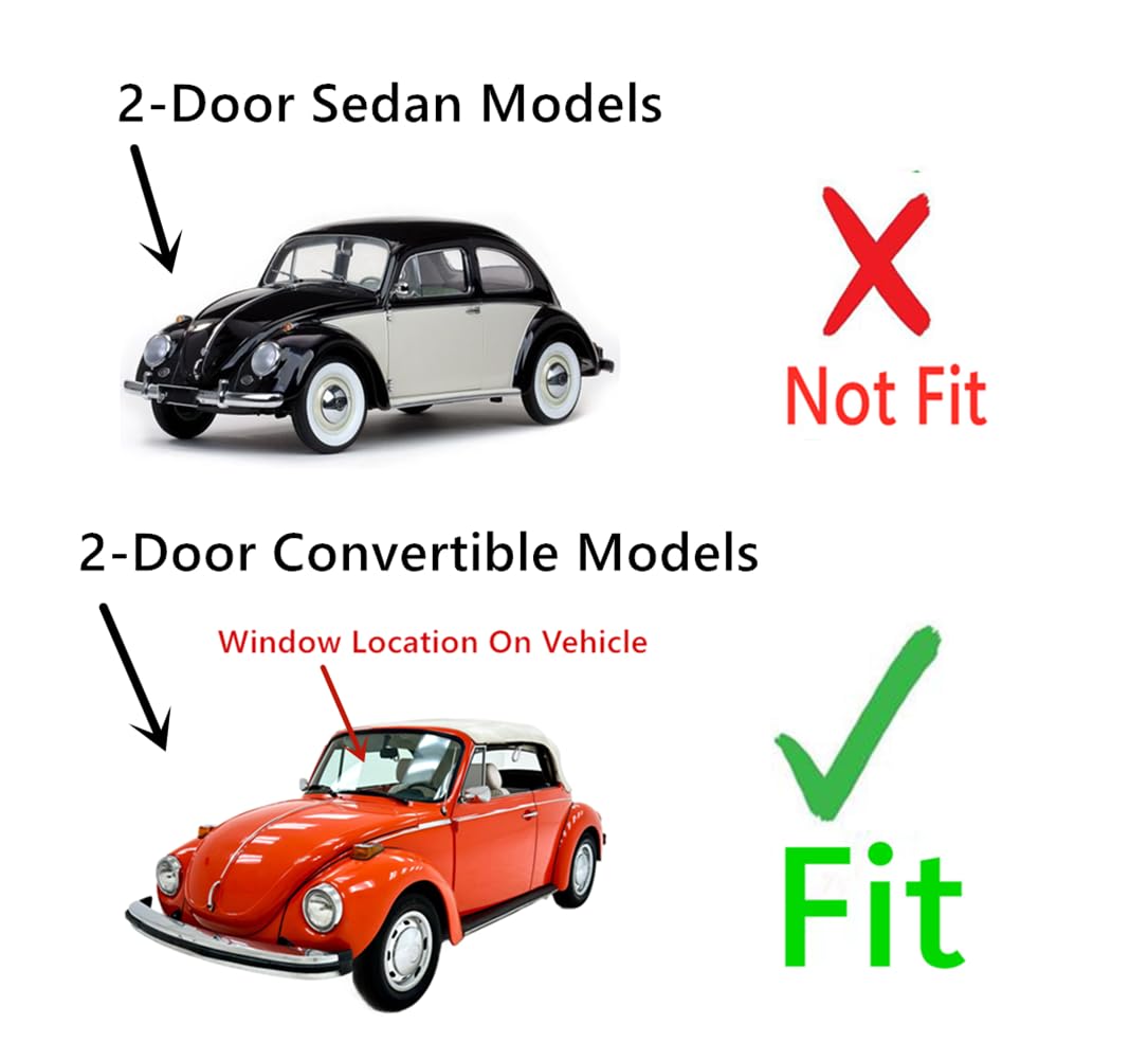 Laminated Front Windshield Window Glass Compatible with Volkswagen Old Beetle 1965-1972 2-Door Convertible Models