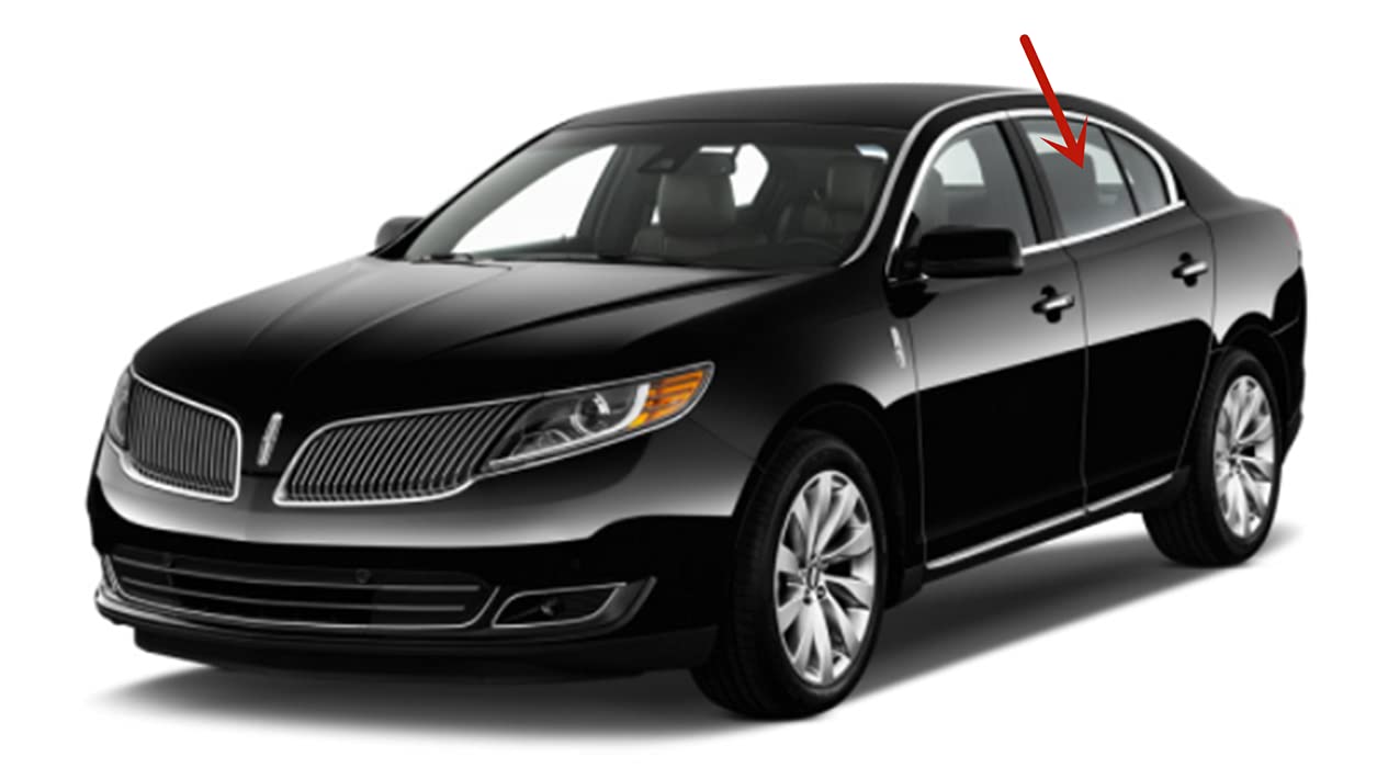 Driver Left Side Rear Door Window Door Glass Compatible with Lincoln MKS 2009-2016 Models