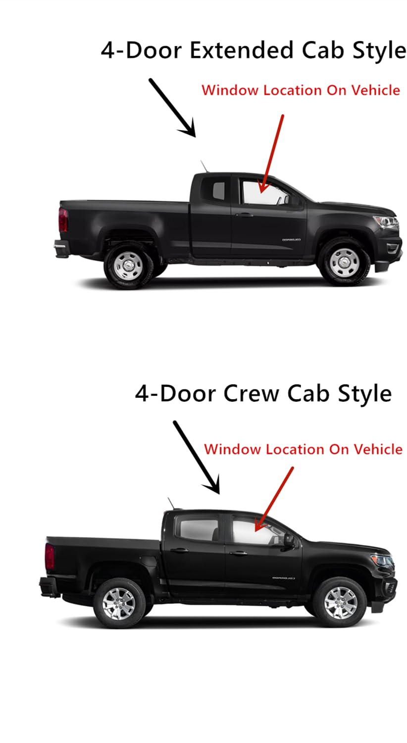 Tempered Passenger Right Side Front Door Window Door Glass Compatible with Chevrolet Colorado GMC Canyon All Body Style 2015-2022 / 4-Door Extended Cab 2023 Models