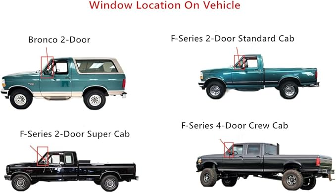 Driver Left Side Front Vent Window Vent Glass Compatible with Ford Bronco/F150/F250/F350 1992-1997 Models