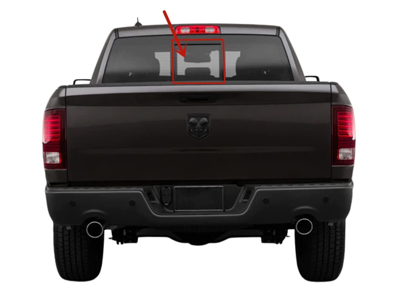 Center Piece Compatible with Chevrolet Ram 1500 2019-2024 Models Heated Power Slider (Not for 1500 Classic)