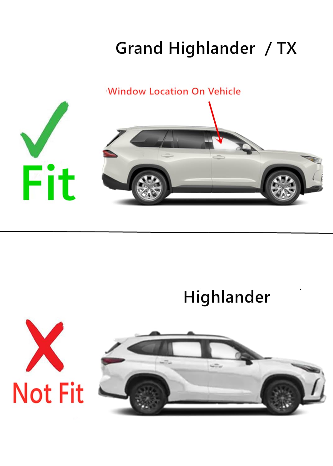 Laminated Passenger Right Side Front Door Window Glass Compatible with Toyota Grand Highlander / Lexus TX350 TX500h TX550h+ 2024-2025 Models