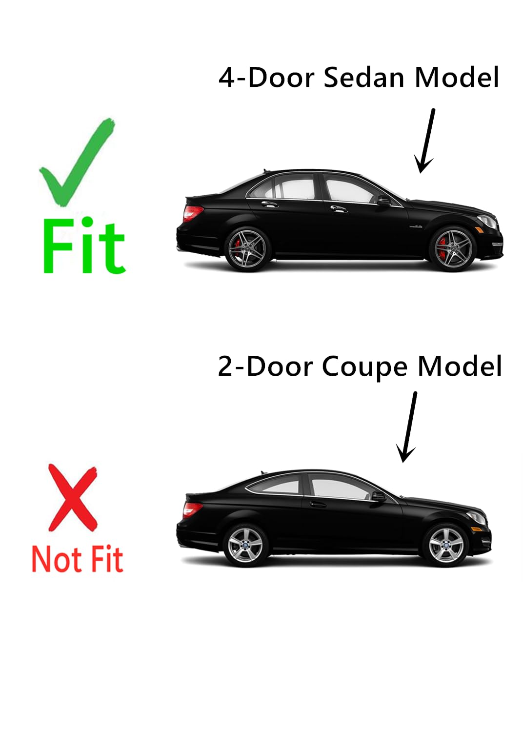 Tempered Passenger Right Side Front Door Window Glass Compatible with Mercedes Benz C250 / C300 / C350 / C63AMG 4-Door Sedan 2012-2014 Models