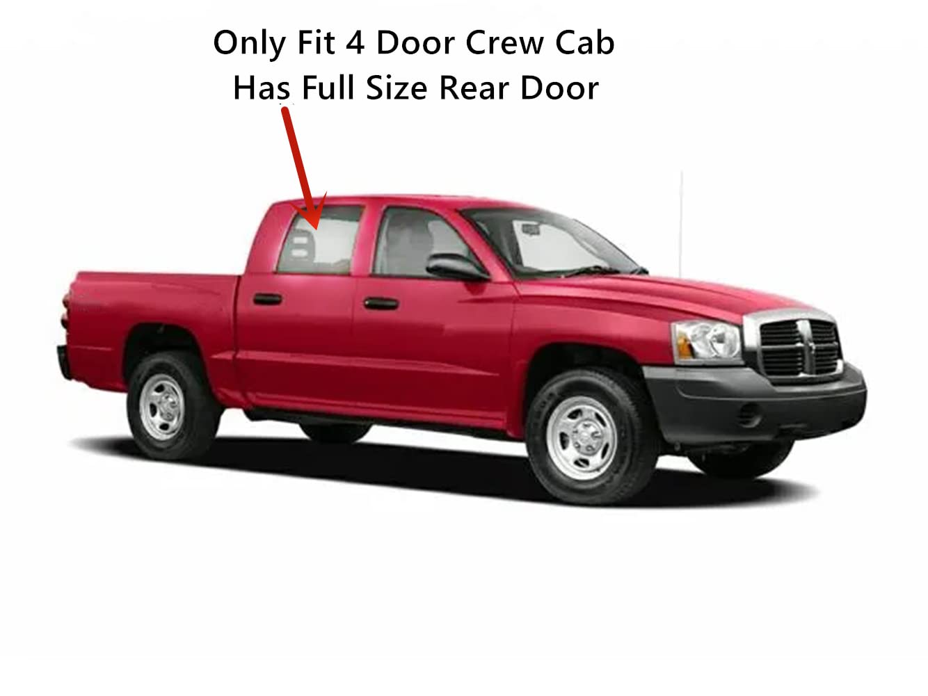 Passenger Right Side Rear Door Window Door Glass Compatible with Dodge Ram Dakota / Mitsubishi Raider 4 Door Crew Cab Pickups 2005-2011 Models