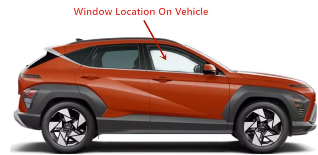 Tempered Passenger Right Side Front Door Window Door Glass Compatible with Hyundai Kona / Kona Electric 2024-2025 Models