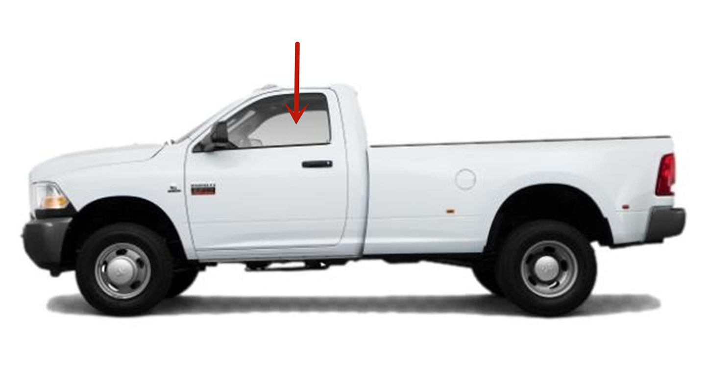 Tempered Driver Left Side Door Window Door Glass Compatible with Dodge/Ram 1500 2009-2018 & 1500Classic 2019-2024 & 2500 3500 3500Cab/Chs 4500 5500 2011-2025 2-Door Standard Cab Pickup Models Only