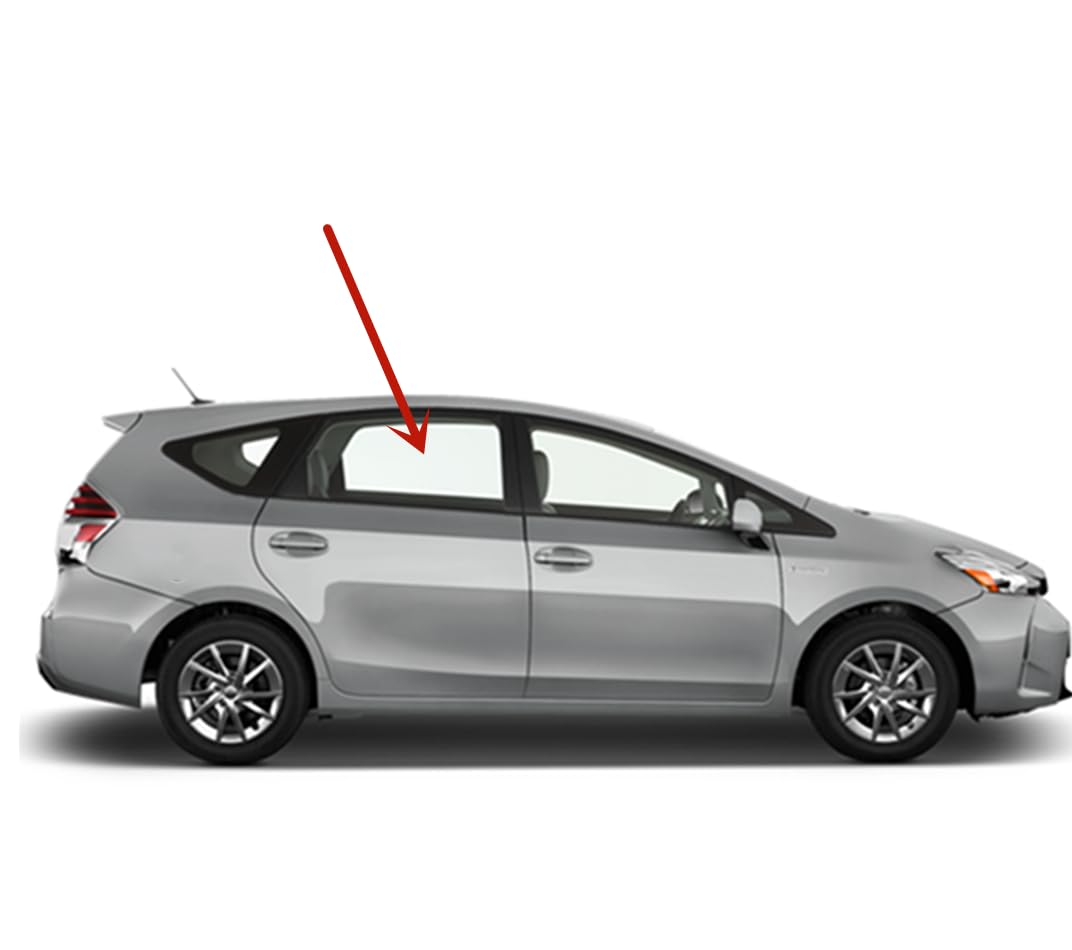 Passenger Right Side Rear Door Window Door Glass Compatible with Toyota Prius V 4 Door Hatchback 2012-2018 Models