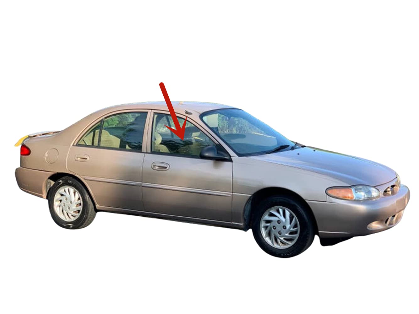 Passenger Right Side Front Door Window Door Glass Compatible with Ford Escort/Mercury Tracer 4 Door Sedan 1997-2002 Models