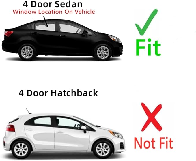 Passenger Right Side Rear Door Window Door Glass Compatible with Kia Rio 4 Door Sedan 2012-2017 Models