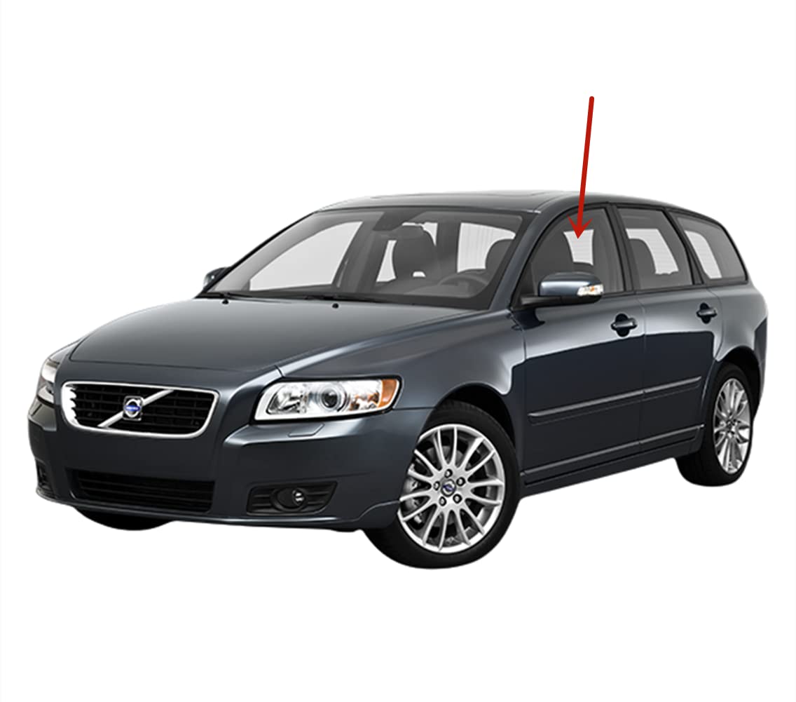 Driver Left Side Front Door Window Door Glass Compatible with Volvo S40 2.4L Eng & 2.5L Eng 2004 Models / S40 & V50 2005-2011 Models